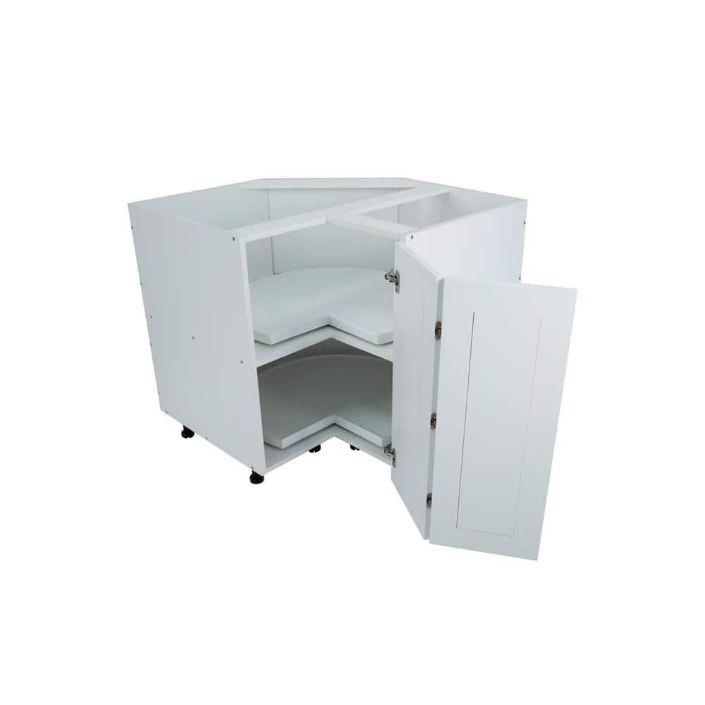 Cambridge Quick Assemble Modern Style, Shaker White 36 in. Lazy Susan Base Kitchen Cabinet