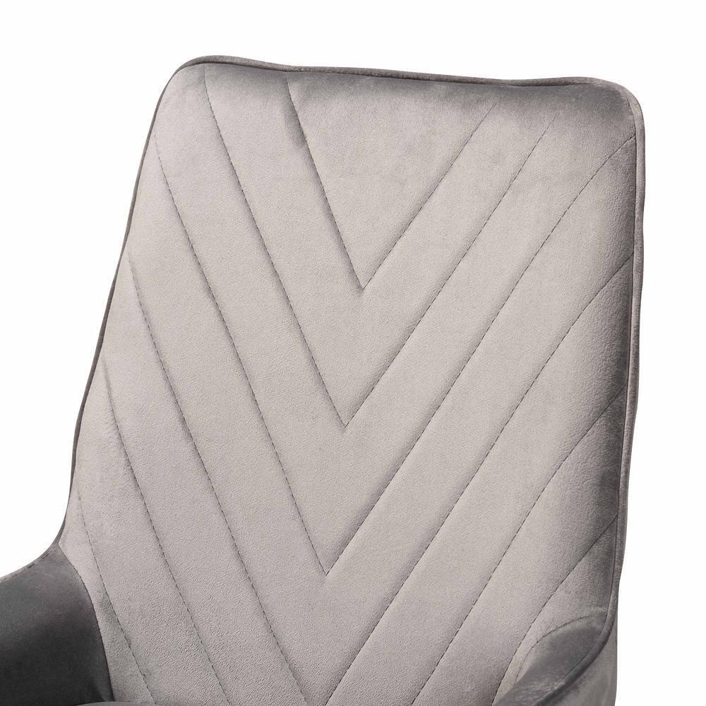 2pc Priscilla Velvet Fabric Upholstered Metal Dining Chair Set Gray/Gold - Baxton Studio