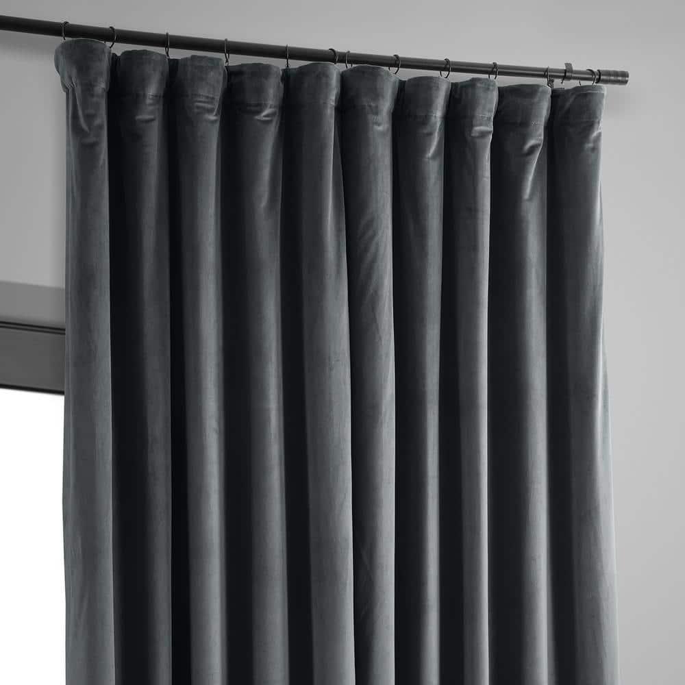 Half Price Drapes Signature Natural Grey Extra Wide Velvet Blackout Curtains (1 Panel),100W X 96L