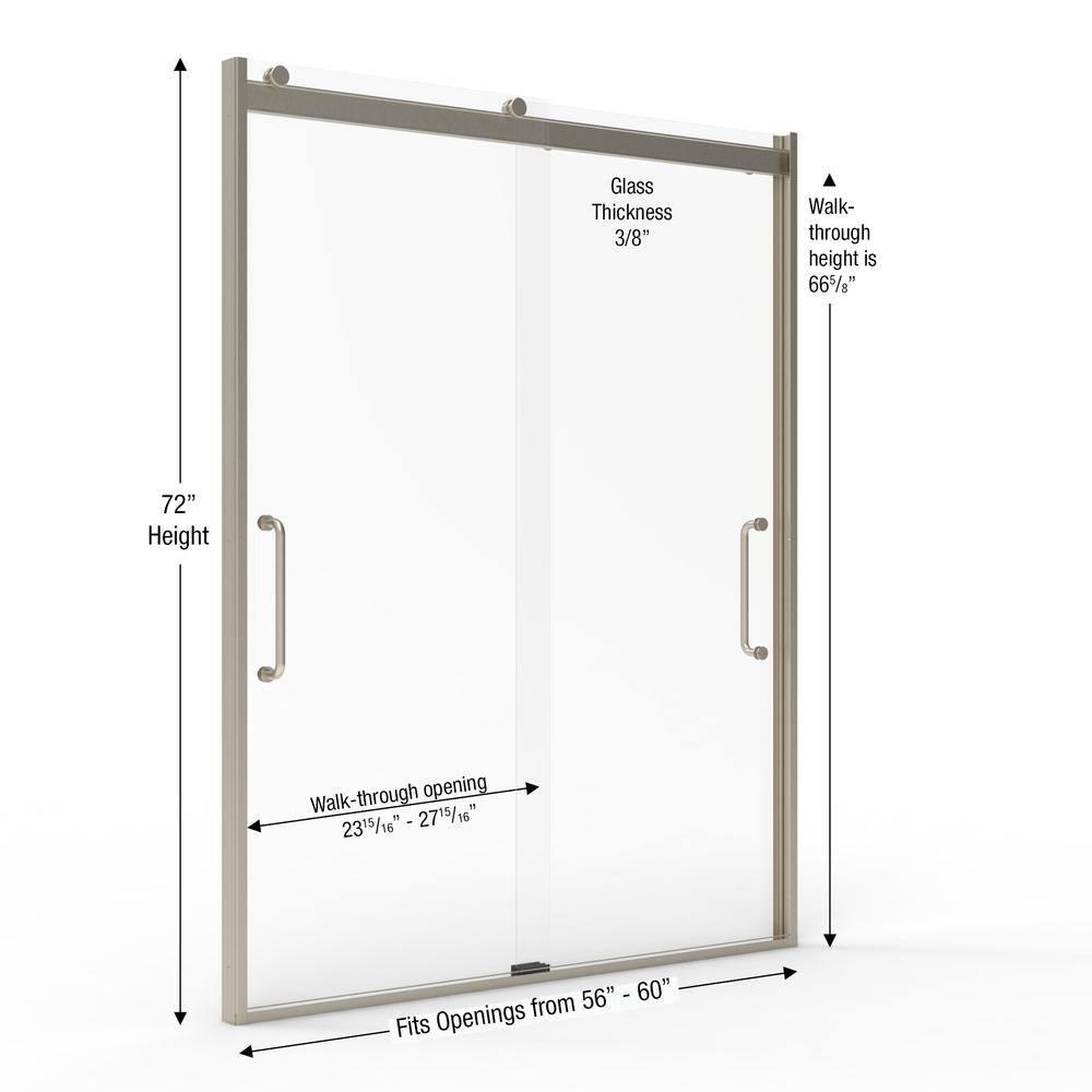Arelo 56" - 60" W x 72" H Semi-Frameless Shower Door
