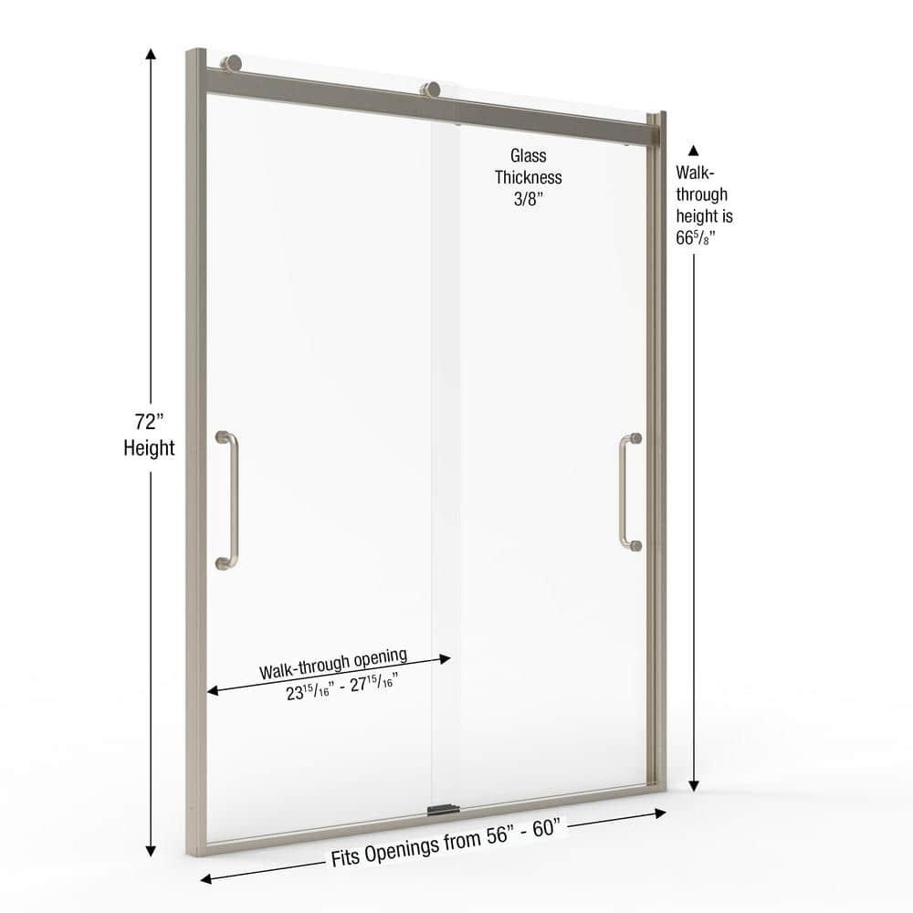 Arelo 56" - 60" W x 72" H Semi-Frameless Shower Door