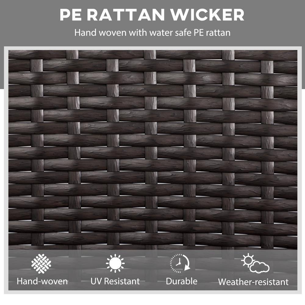 Outsunny 2 Piece Patio Wicker Rocking Chairs, Outdoor PE Rattan Swing Chairs w/ Soft Cushions for Garden, Patio, Lawn, Dark Blue