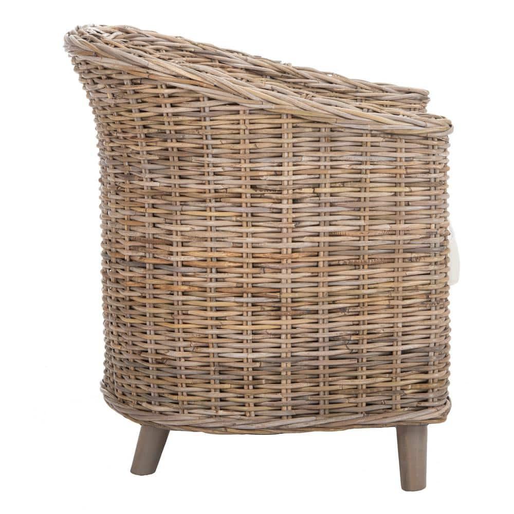 Omni Barrel Chair - FOX6501 - White/Natural Unfinished - Safavieh