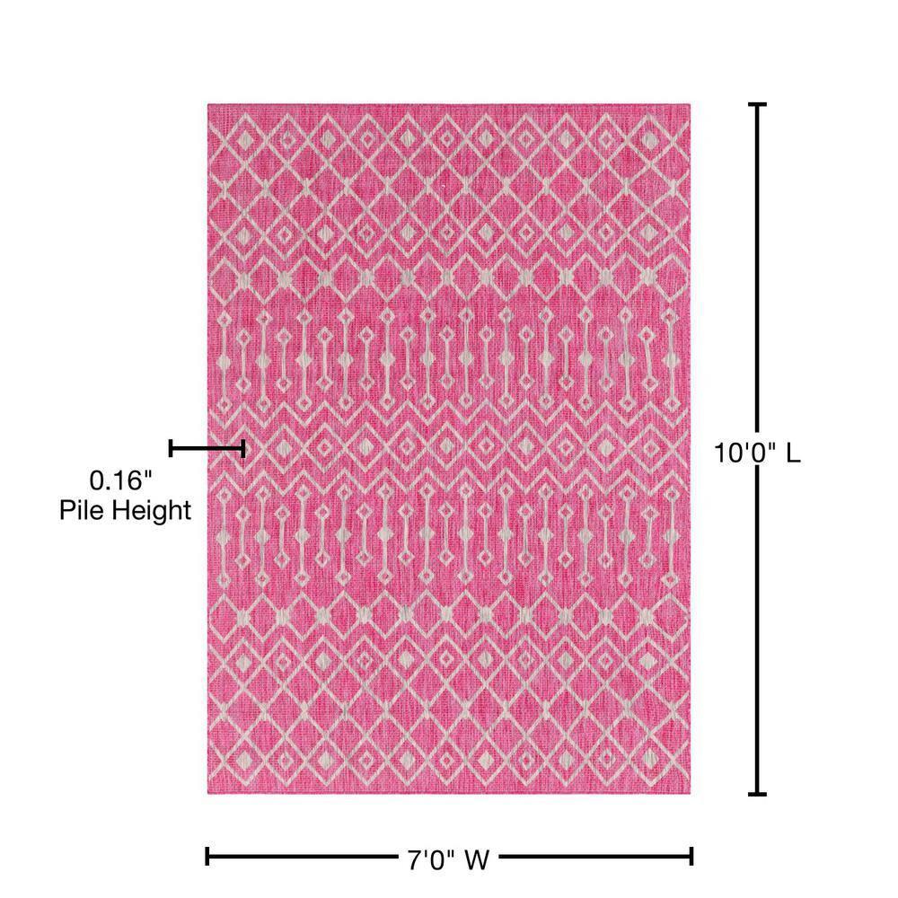 Unique Loom 7' 1 x 10' 0 Rectangle Indoor/Outdoor Trellis Fuschia Area Rug