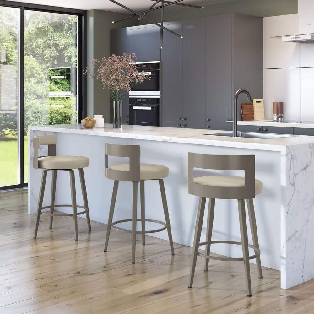 Amisco Paramont Counter Height Barstool: Faux Leather, Steel Frame, 34" Height, 300 lbs Capacity