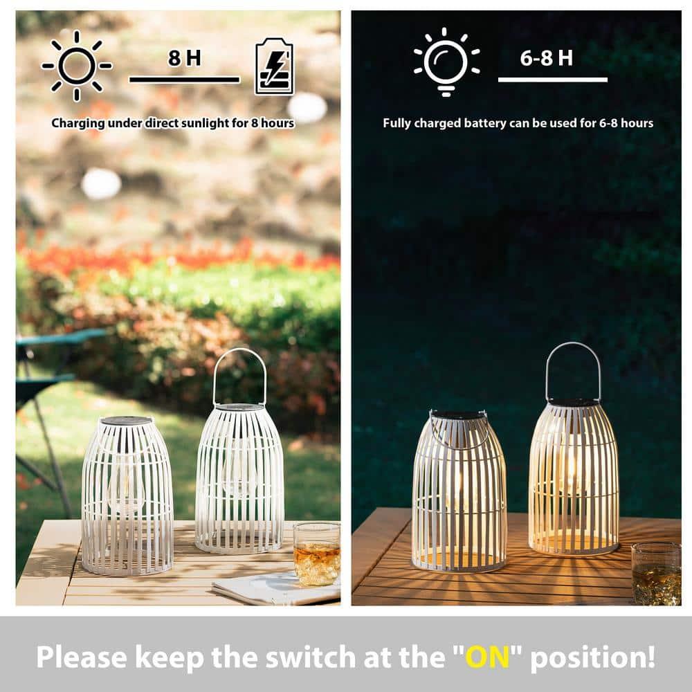 Glitzhome 9.75'' Integrated LED Outdoor Lantern (Set of 2)