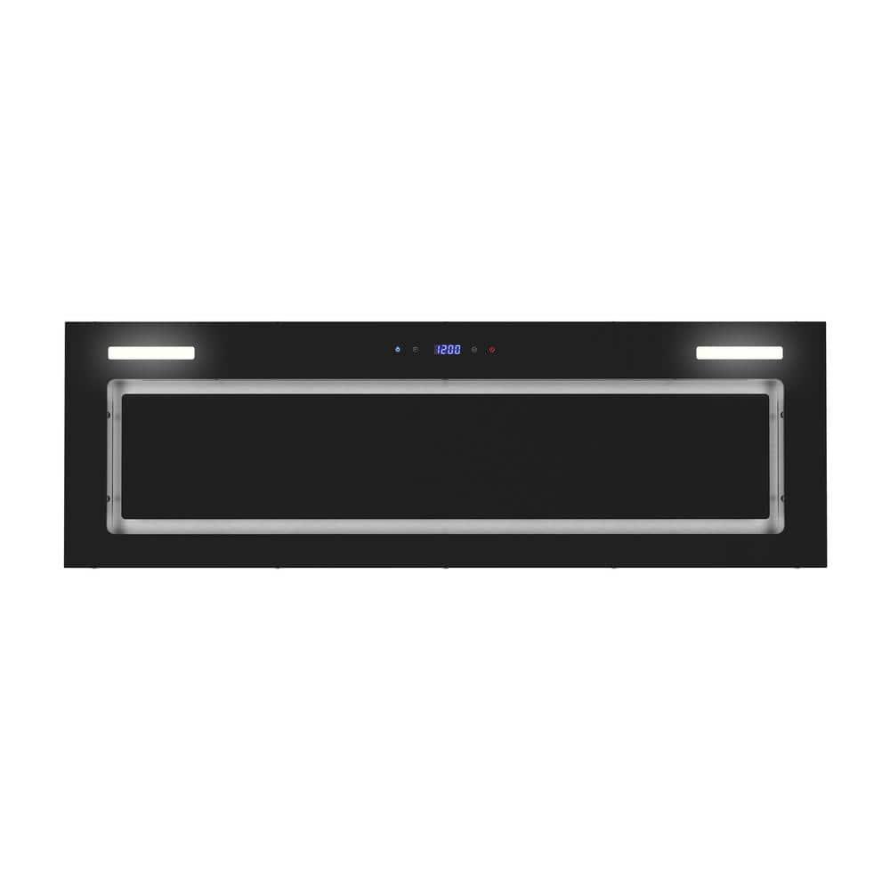 Streamline 36 In. T-11503-1-DL Isernia Ductless Insert 350 CFM Range Hood In Glossy Black With Mesh Filters, Touchpad Control, LED Lights