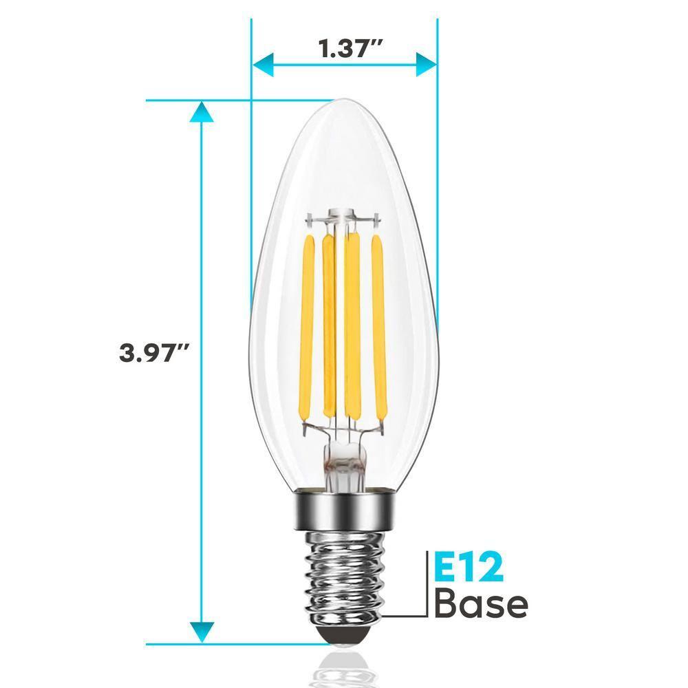 Luxrite 7W Candelabra LED Light Bulbs 100 Watt Equivalent 4000K Cool White 800 Lumens B11 Dimmable Damp Rated E12 6-Pack