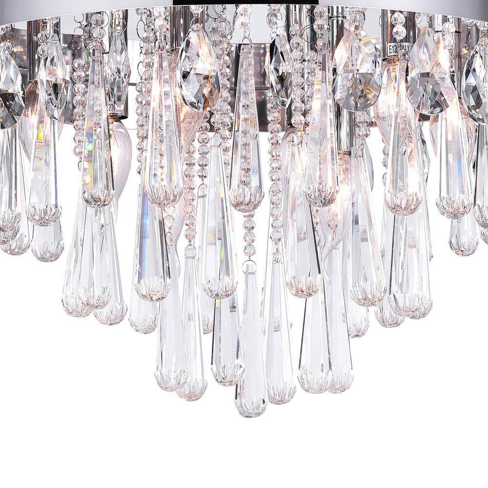 Vast 8-Light Chrome Crystal Flush Mount Ceiling Fixture