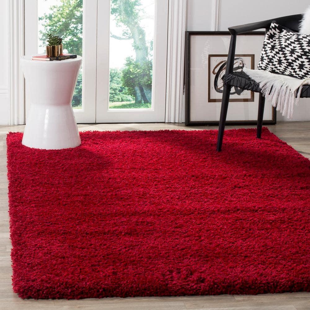 SAFAVIEH August Sophia Solid Shag Area Rug, Red, 9' x 12'