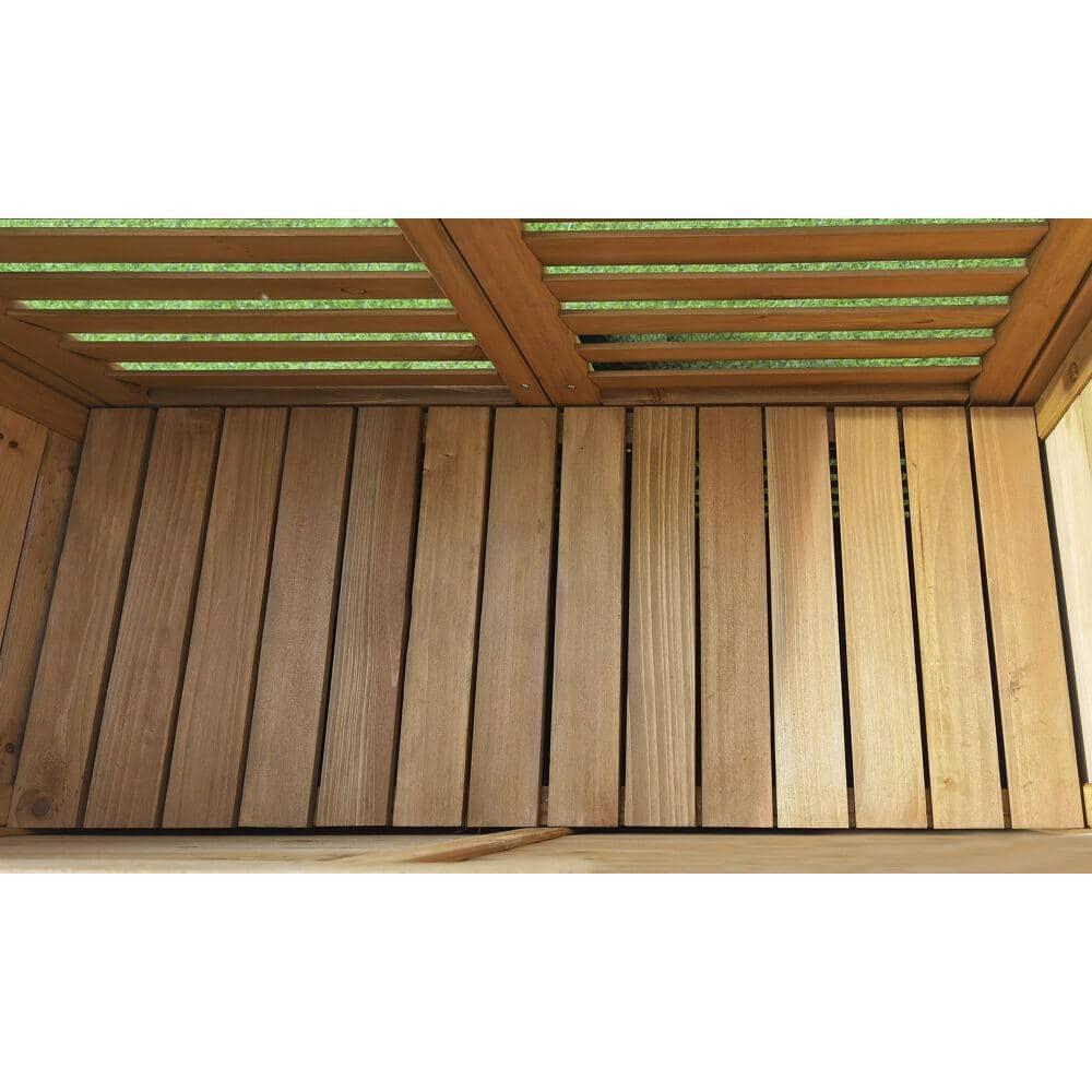 Hanover Outdoor 2 ft. 8in. x 3 ft. 2in. Wooden Storage Shed for Tools, Equipment, Garden Supplies, with Shelf, Waterproof Roof - HANWS0106-NAT