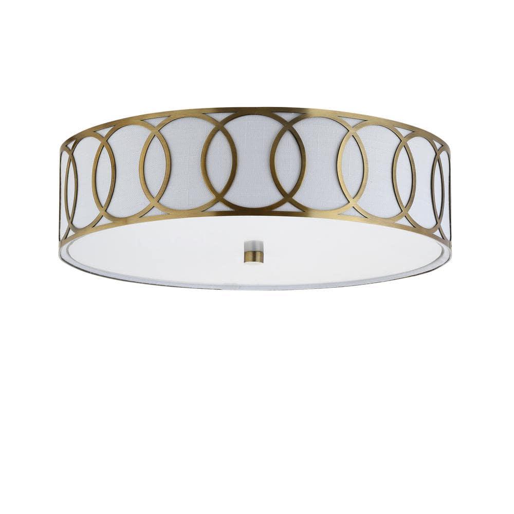 Aubrey 3-Light 15.5" Metal LED Flush Mount, Brass