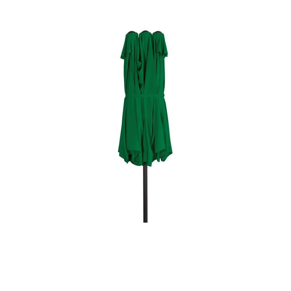 Polytrends Johnn 15-foot Double-Sided Outdoor Offset Patio Twin Umbrella Dark Green 15 ft