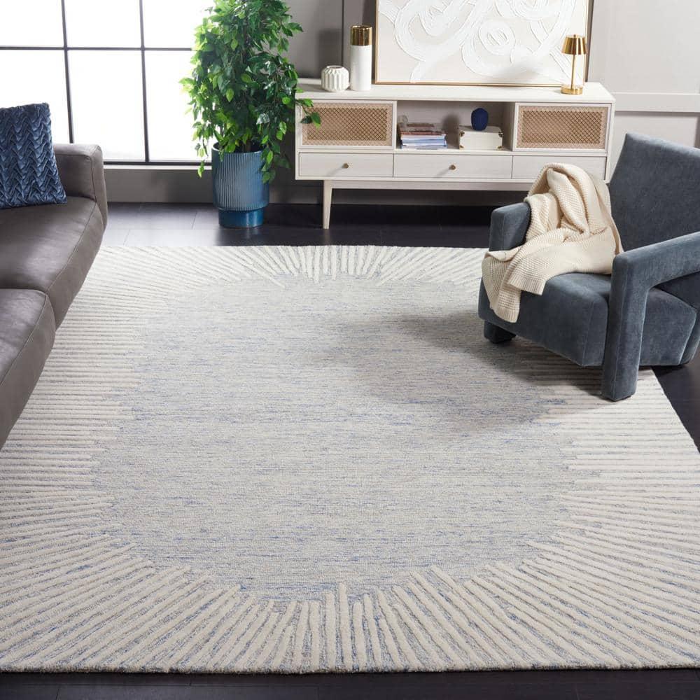 Abstract ABT478 Hand Tufted Area Rug - Blue/Ivory - 8'x10' - Safavieh .