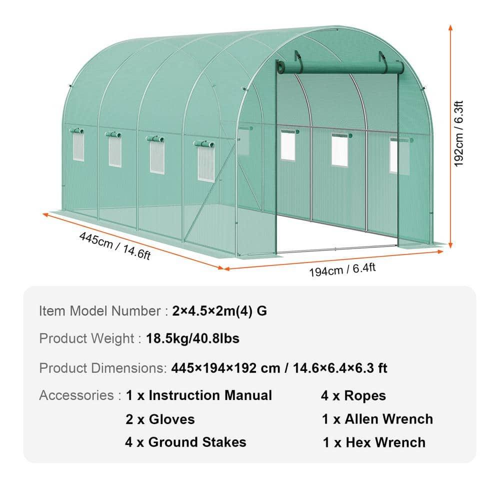 VEVOR Walk-in Tunnel Greenhouse Galvanized Frame PE Cover