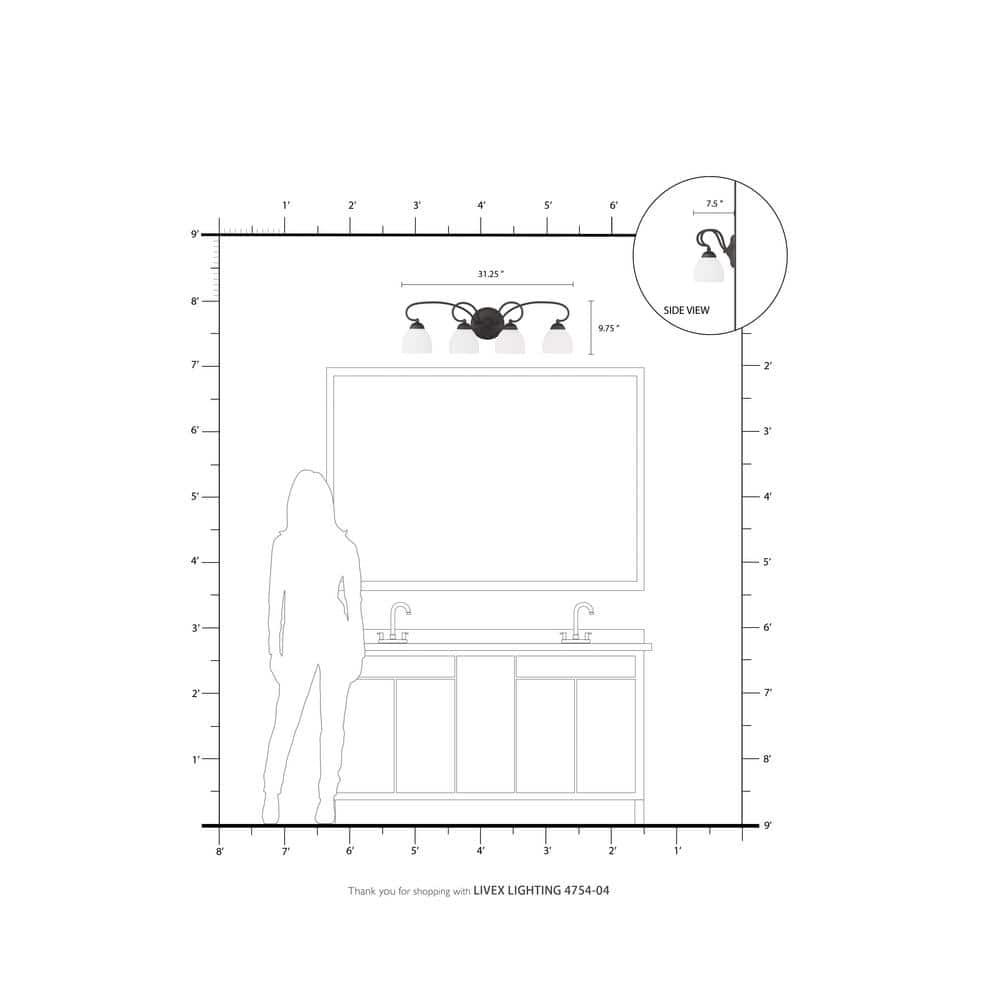 Livex Lighting Brookside 4 - Light Vanity in  Black