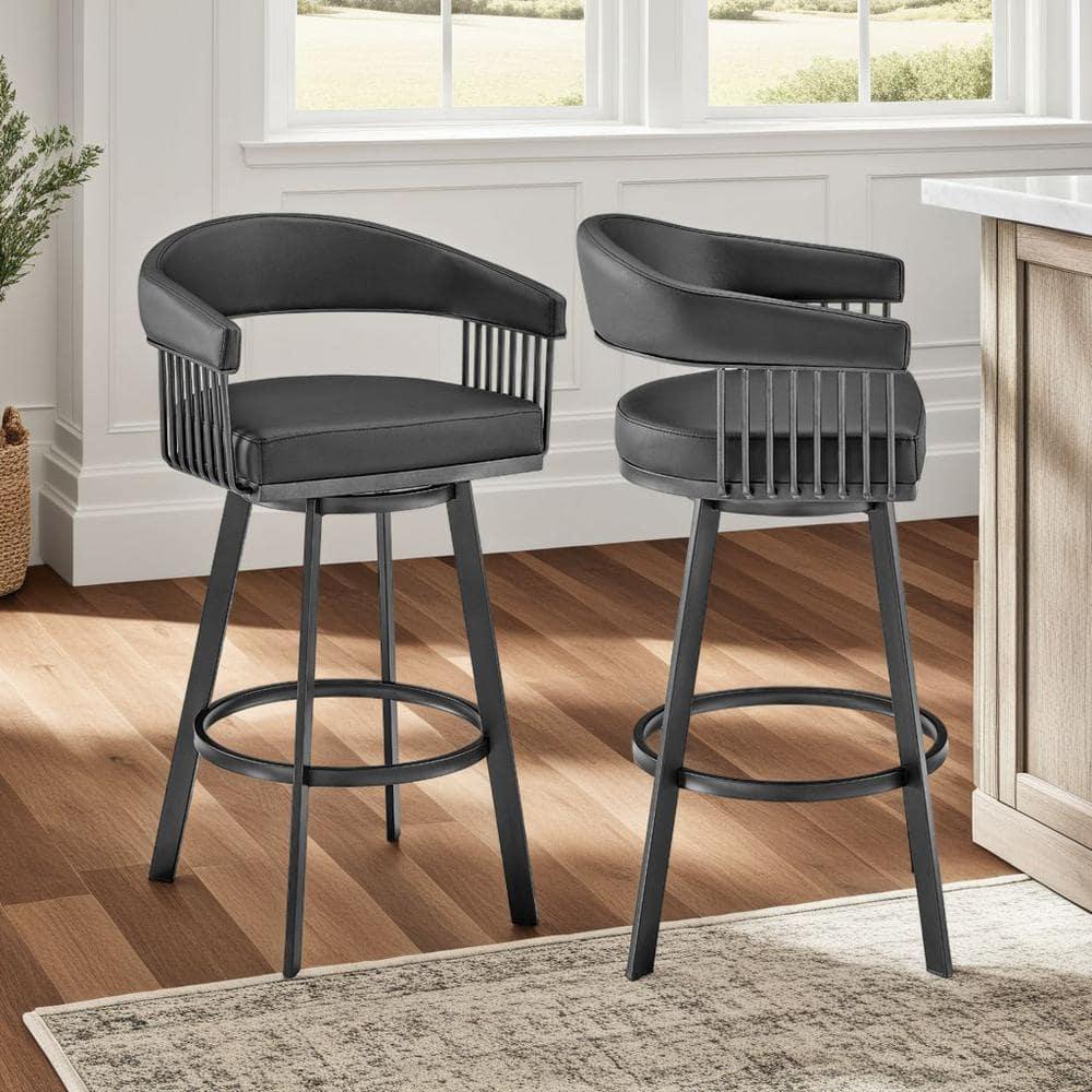 Armen Living Chelsea Swivel 26 in. Faux Leather Counter Stool
