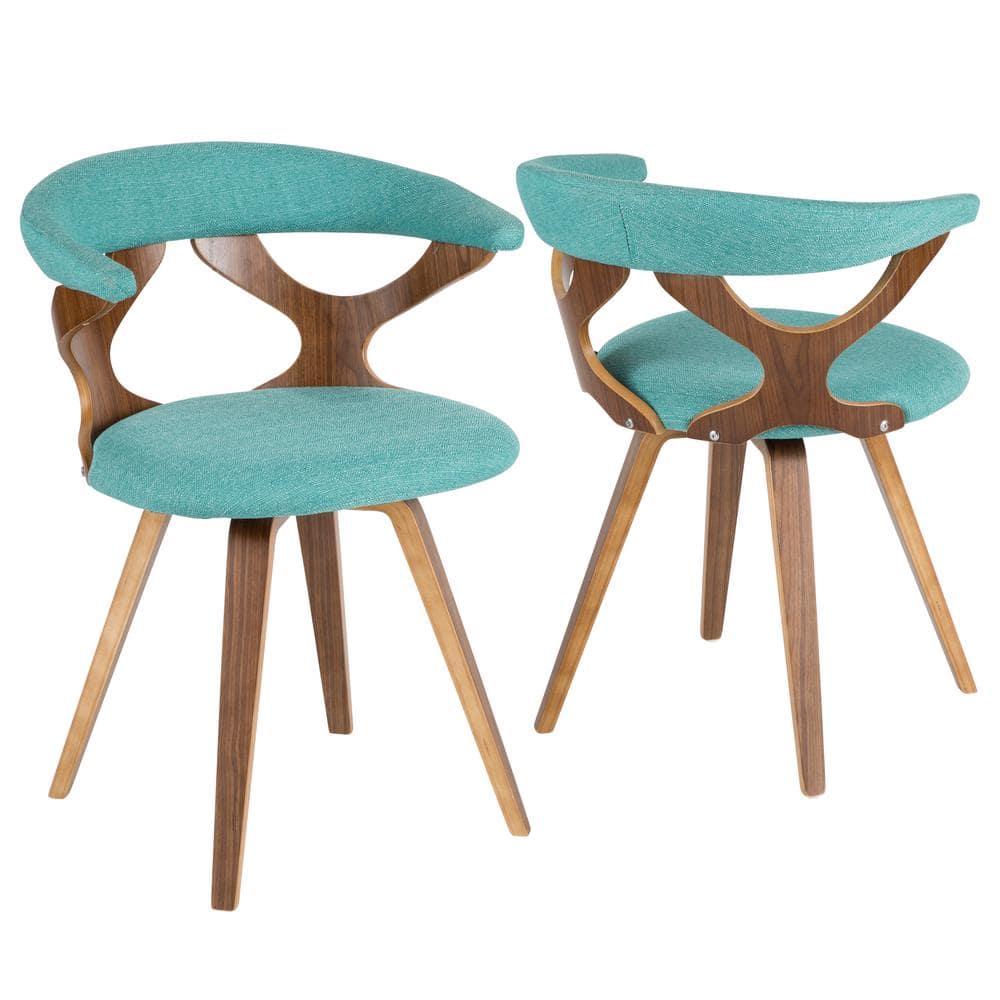 Gardenia Mid-Century Modern Dining Accent Chair with Swivel Teal - LumiSource: Upholstered, Wood Legs, No Assembly Required