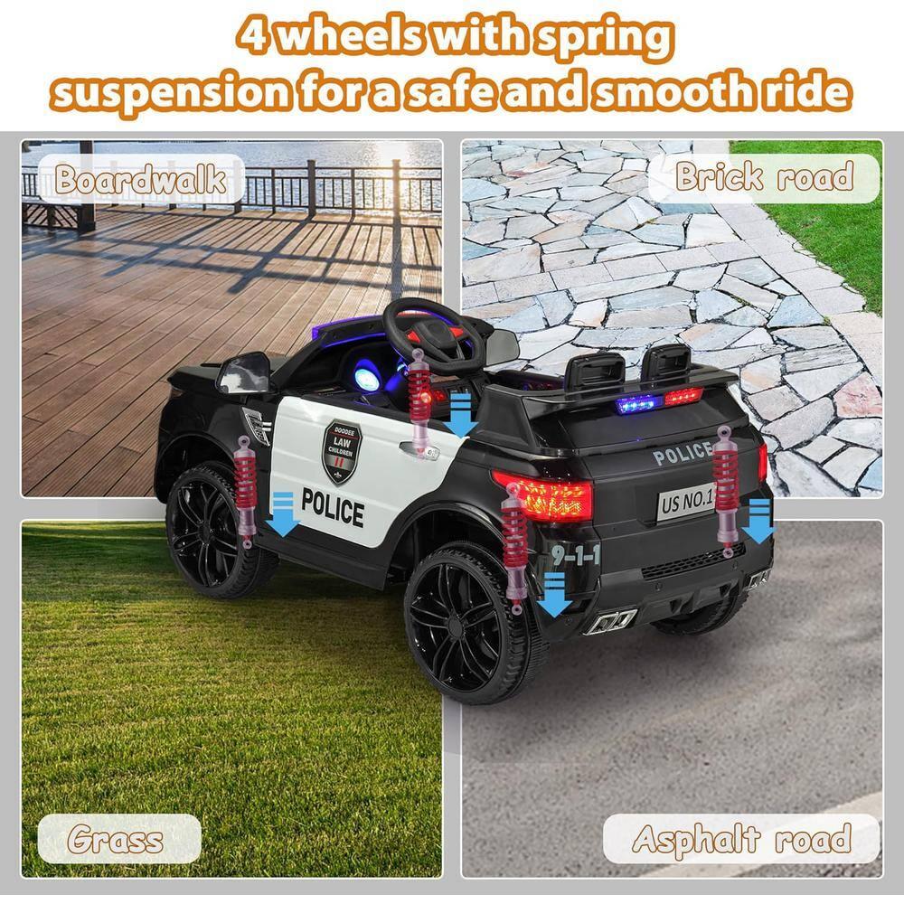 Allied Plush Inc 12V Kids Ride on Car, Electric Police Cars with Remote Control