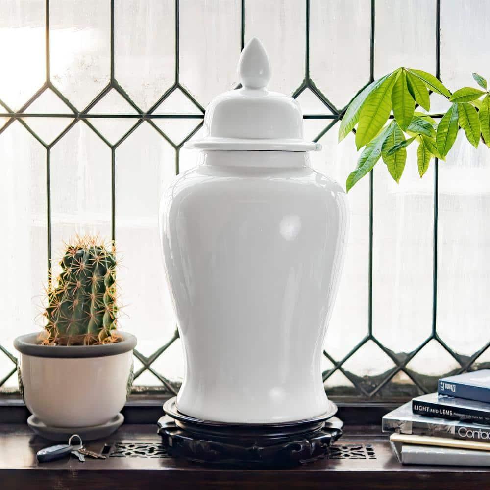 24" Satsuma Peacock Porcelain Temple Jar
