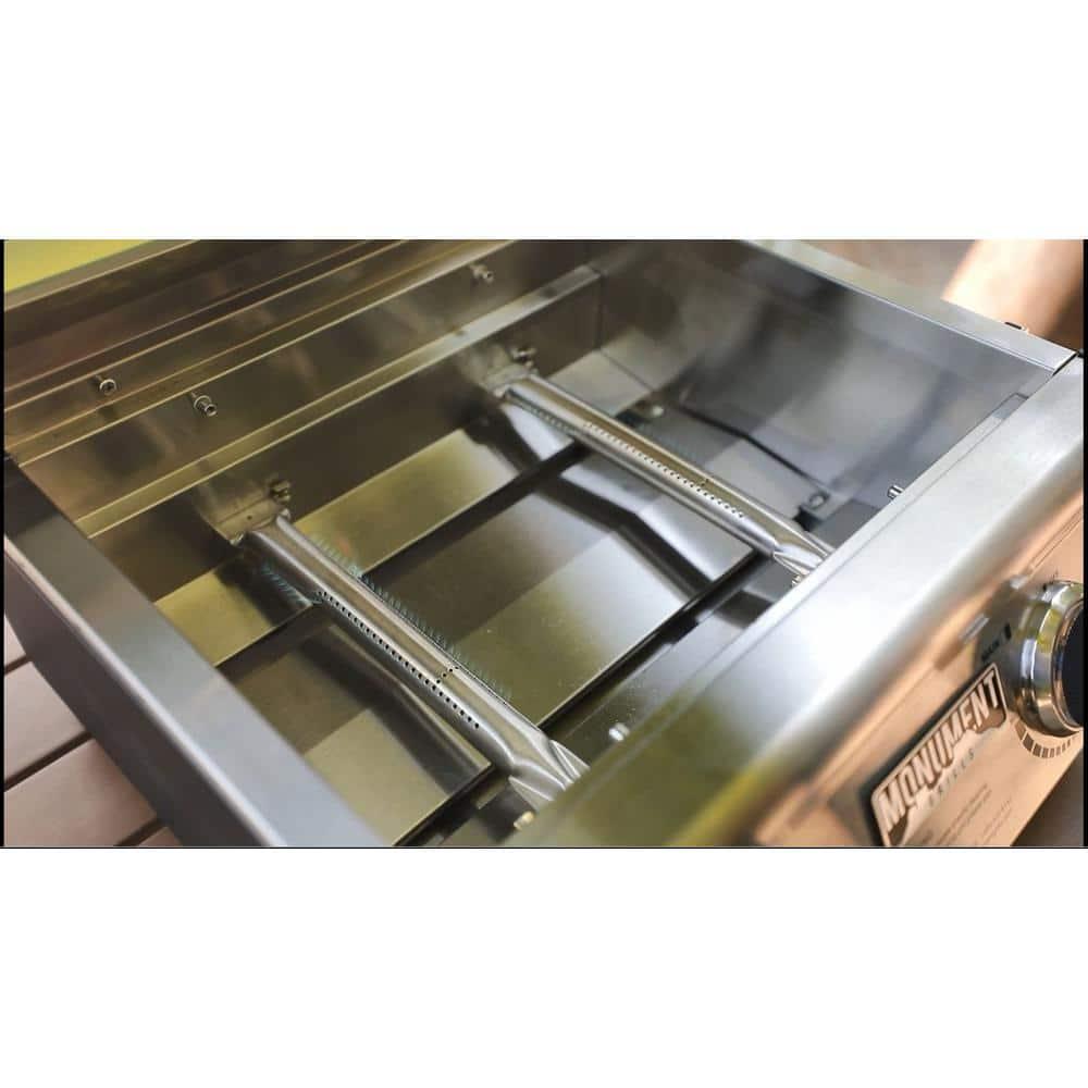 Monument Grills 13742,2-Burner Portable Stainless Steel Tabletop Propane Gas Grill with High Lid and Travel Locks, 15,000 BTU – Perfect for Family BBQs