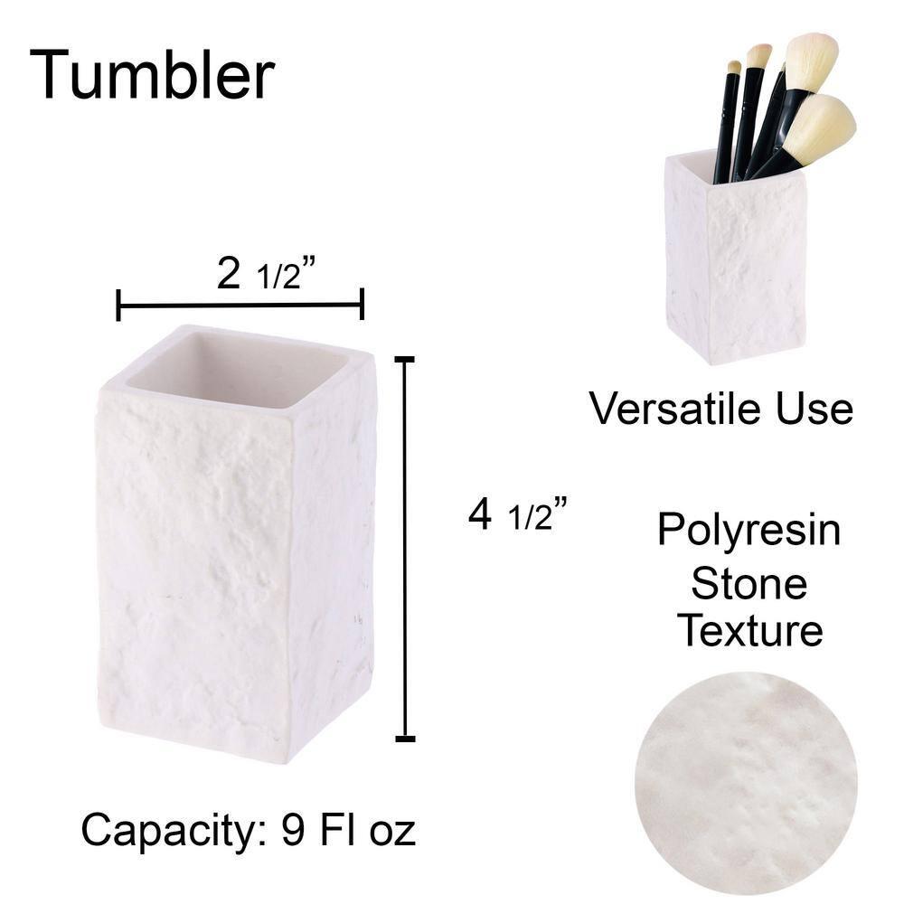 Evideco Square Resin Stone Effect Bath Tumbler Cup Toothbrush Holder