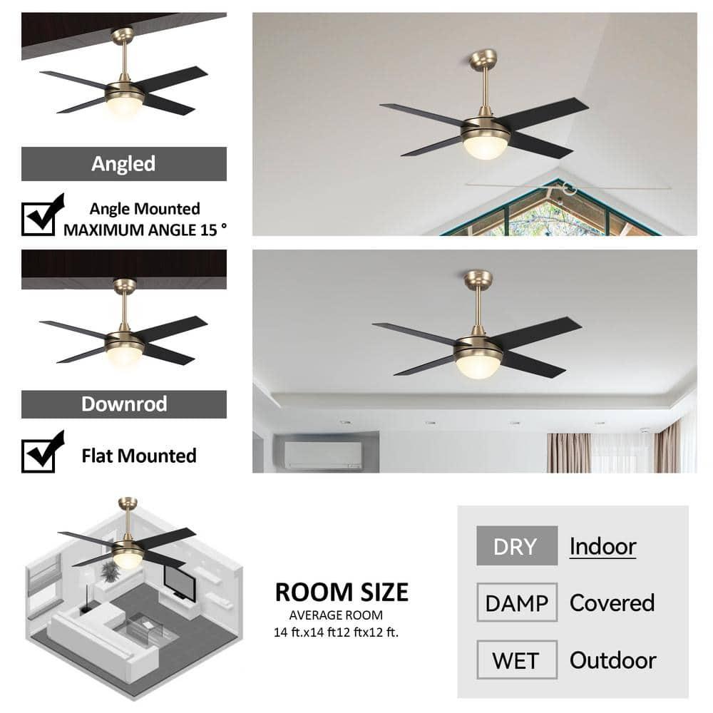 SMAAIR 48" Gold Ceiling Fan with Light and Wall Control for Smart Home