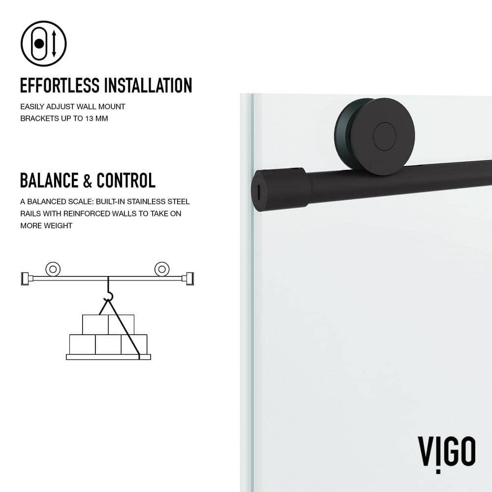 Elan 68-72" W x 76" H Sliding Frameless Shower Door with 3/8" Clear Glass