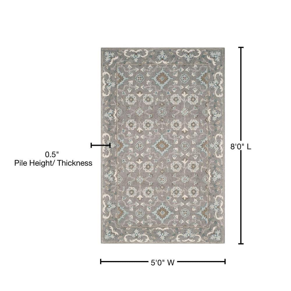 Blossom BLM218 Hand Tufted Area Rug - Grey - 5'x8' - Safavieh.