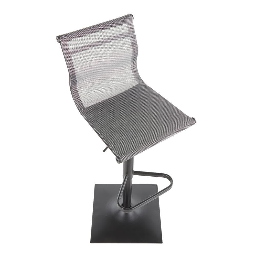 33.5" Mirage Contemporary Barstool Black/Silver - LumiSource: Upholstered, Adjustable, Swivel, Metal Legs