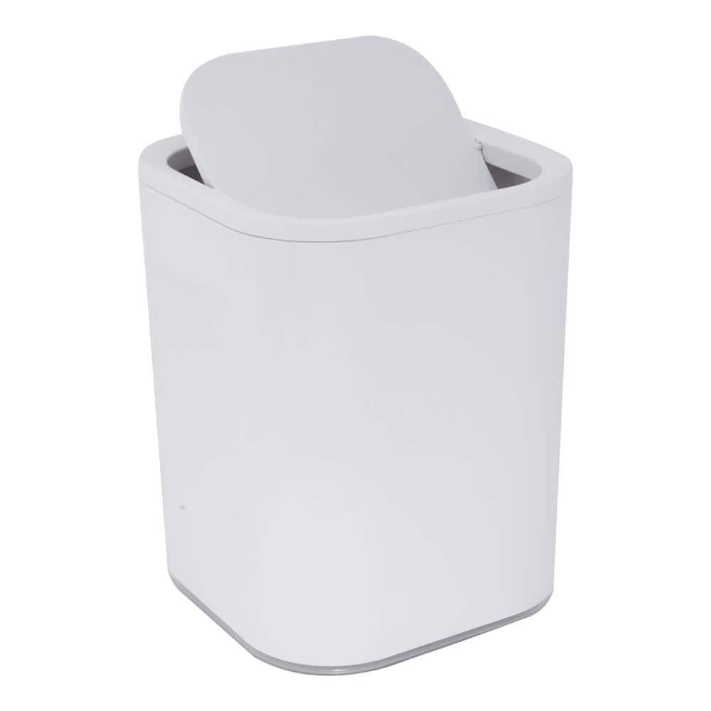 Acrylic Square with Rounded Edges Bathroom Waste Basket White - Bath Bliss