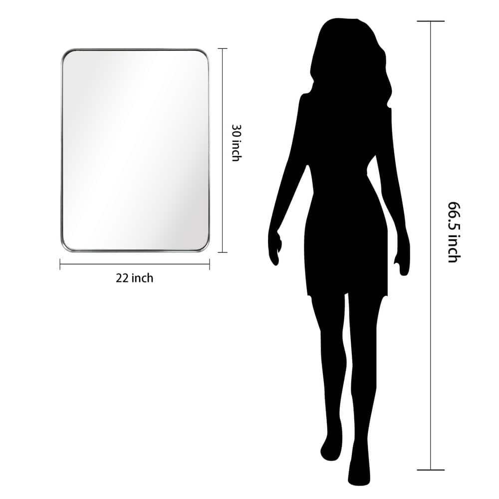 Empire Art Direct Ultra Brushed Silver Stainless Steel Frame Rectangle Wall Mirror, 22" x 30" x 2", Ready to Hang