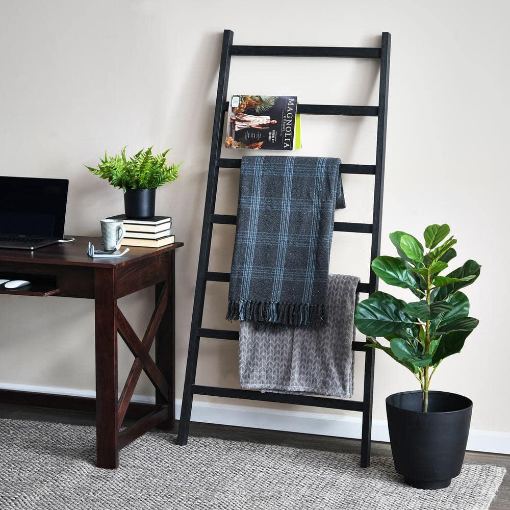 64" H Decorative Fir Wood Ladder with 7 Rungs