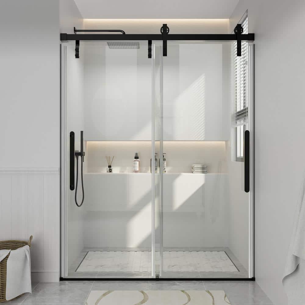 60" W x 76" H Frameless Shower Door Double Sliding 10MM Tempered Glass 304 Stainless Steel Hardware