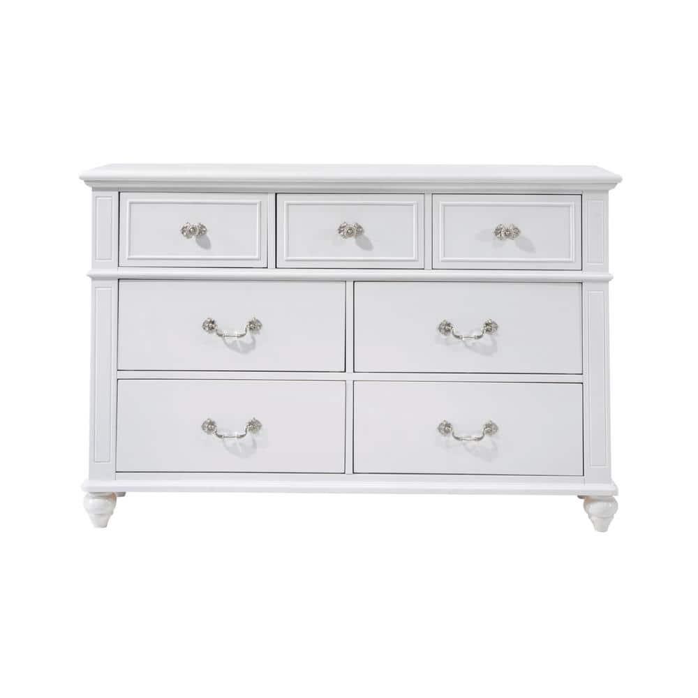 Picket House Furnishings Annie Dresser White: 5-Drawer Horizontal Storage, Wood Frame, Metal Glides