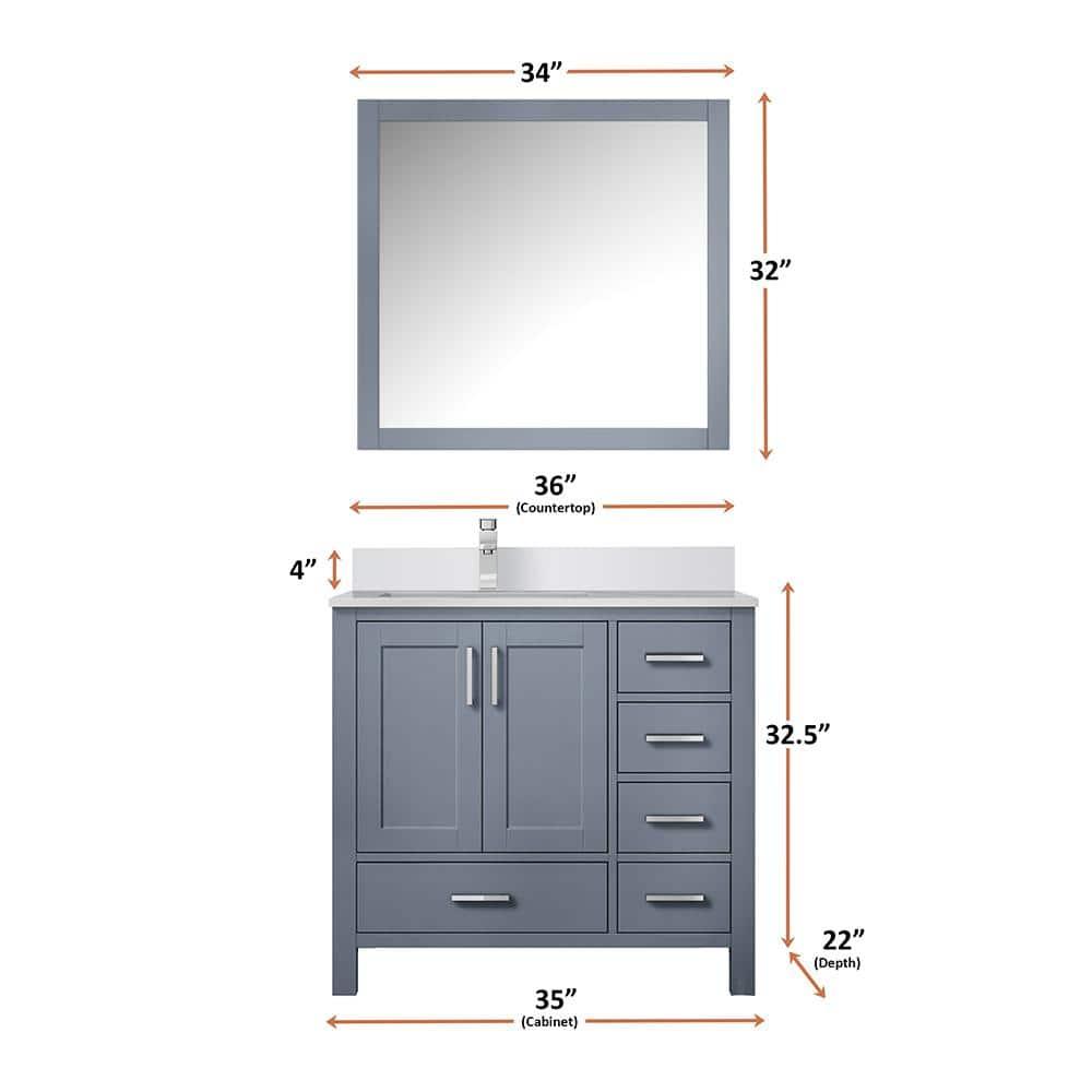 Lexora Jacques 36 in. W x 22 in. D Left Offset Bath Vanity and Top
