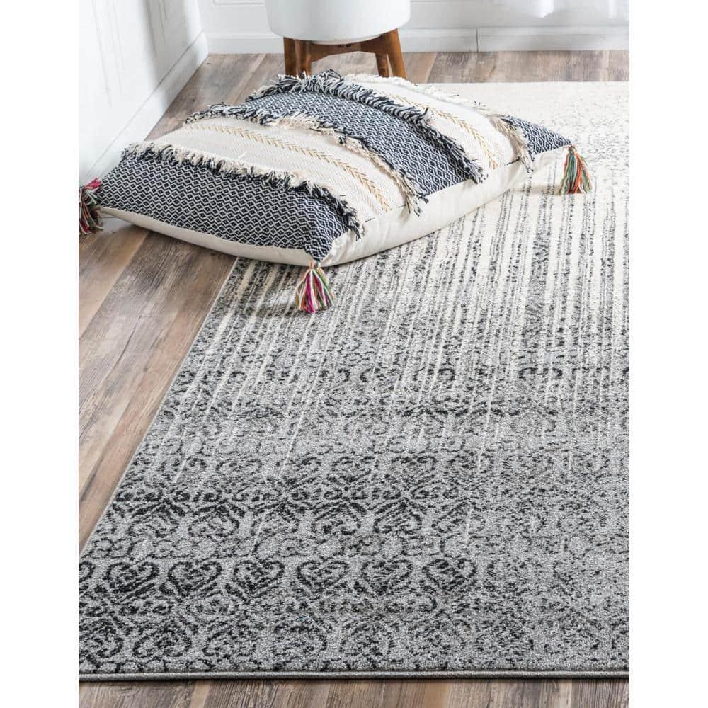 Unique Loom Del Mar Collection Area Rug - Jennifer (4' 1" x 6' 1" Rectangle Gray/Black)