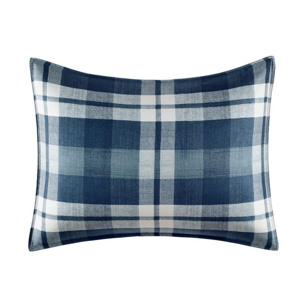 Nautica Crossview Plaid Microsuede Blue Comforter Set