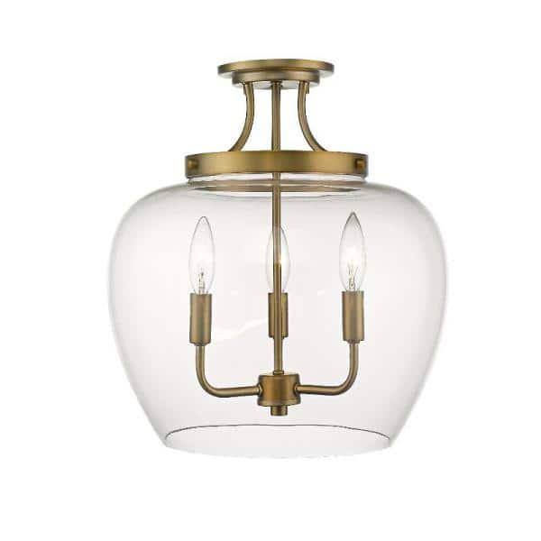 Z-Lite Joliet 3 - Light Semi-Flush Mount in  Olde Brass