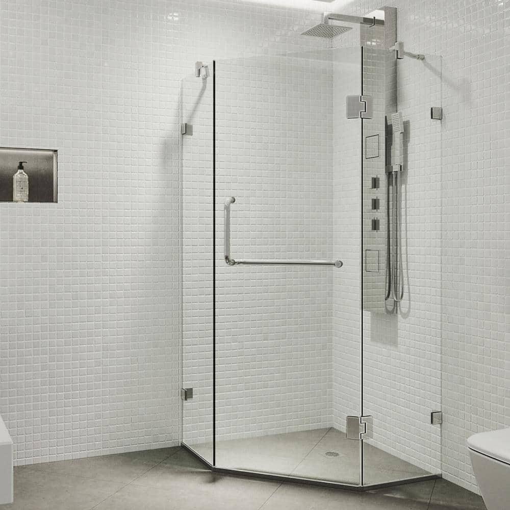 VIGO Piedmont 34" W x 34" D x 73" H Hinged Frameless Shower Enclosure with 3/8  Clear Glass VG6062CHCL36