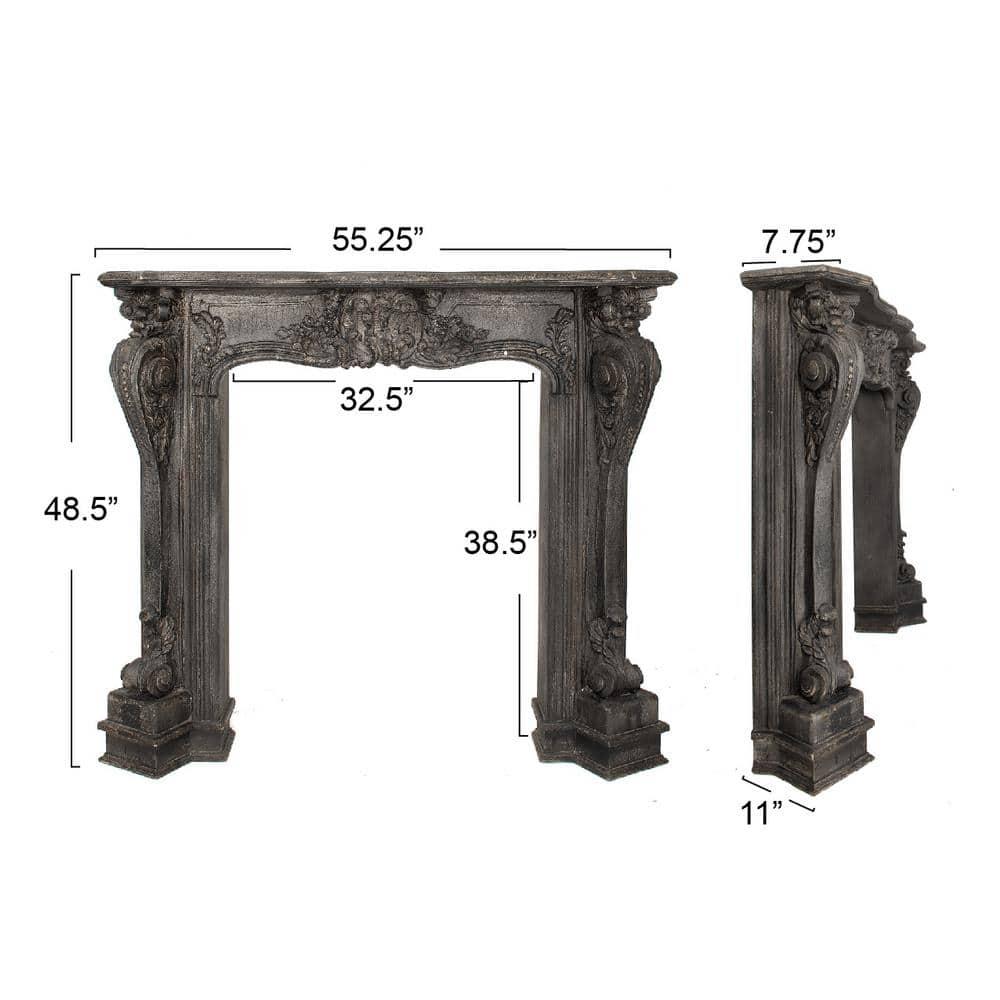 Storied Home Ornate Decorative Fireplace Mantel Black: Wall Mount, MDF Frame, Adult Assembly