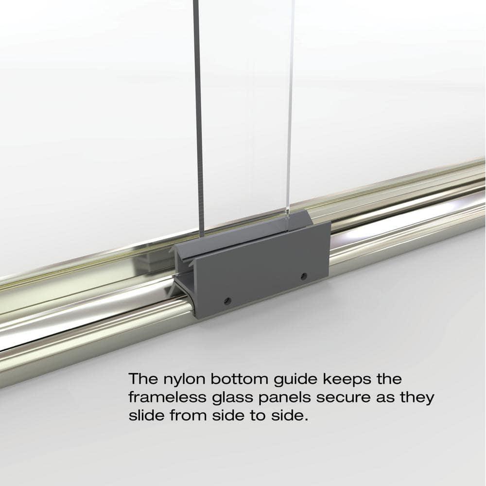 Classic 47" Brushed Nickel Semi-Frameless Sliding Shower Door with Frosted Glass