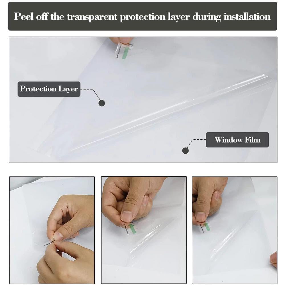 HIDBEA Frosted Window Privacy Film - Non Adhesive Static Cling Glass Stickers Sun UV Blocking Heat Control Door Covering Decals for Home Office, 35.4 x 78.7 Inch