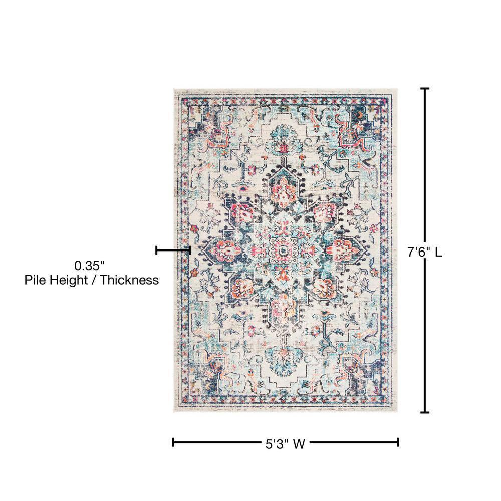 Madison MAD473 Power Loomed Indoor Area Rug - Cream/Blue - 5'3"x7'6" - Safavieh