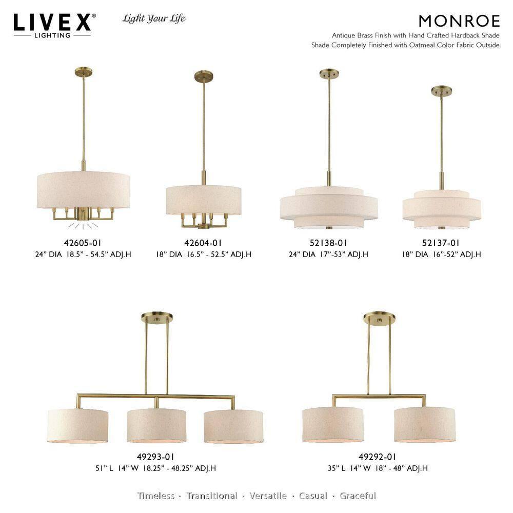 Livex Lighting Meridian 3 - Light Chandelier in  Antique Brass