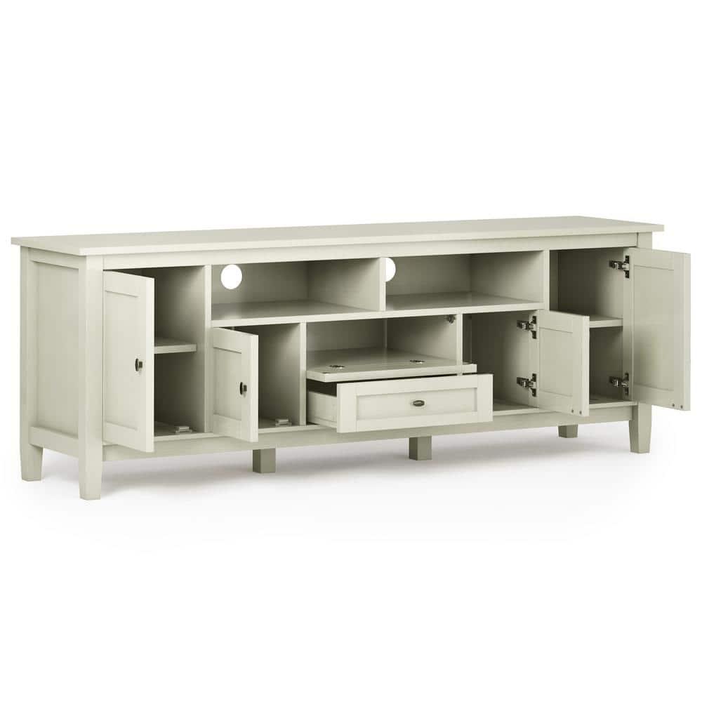 Simpli Home Warm Shaker 72"W Solid Wood TV Stand for TVs up to 80" with 4 Storage Cabinets and 2 Drawers