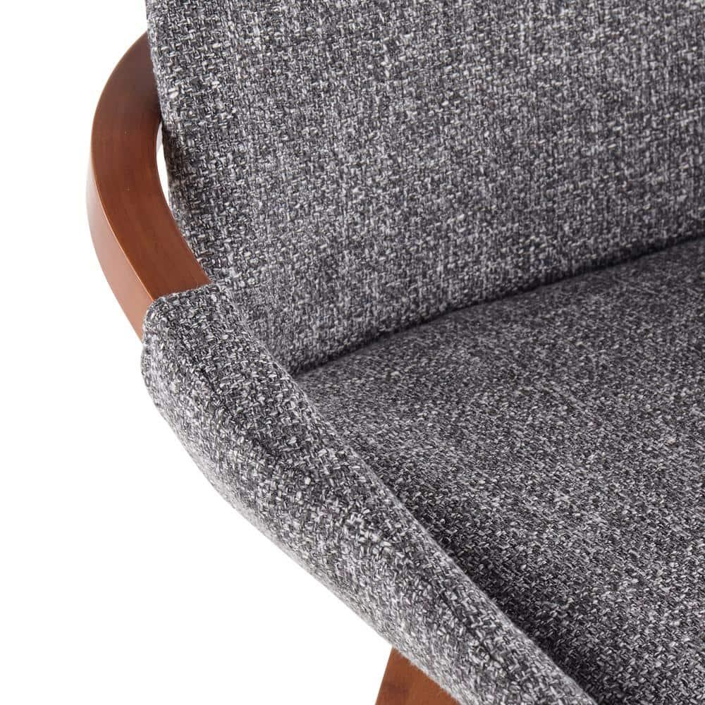 Cosmo Mid-Century Modern Counter Height Barstool Walnut/Gray: Swivel, Padded, Wood Legs - LumiSource