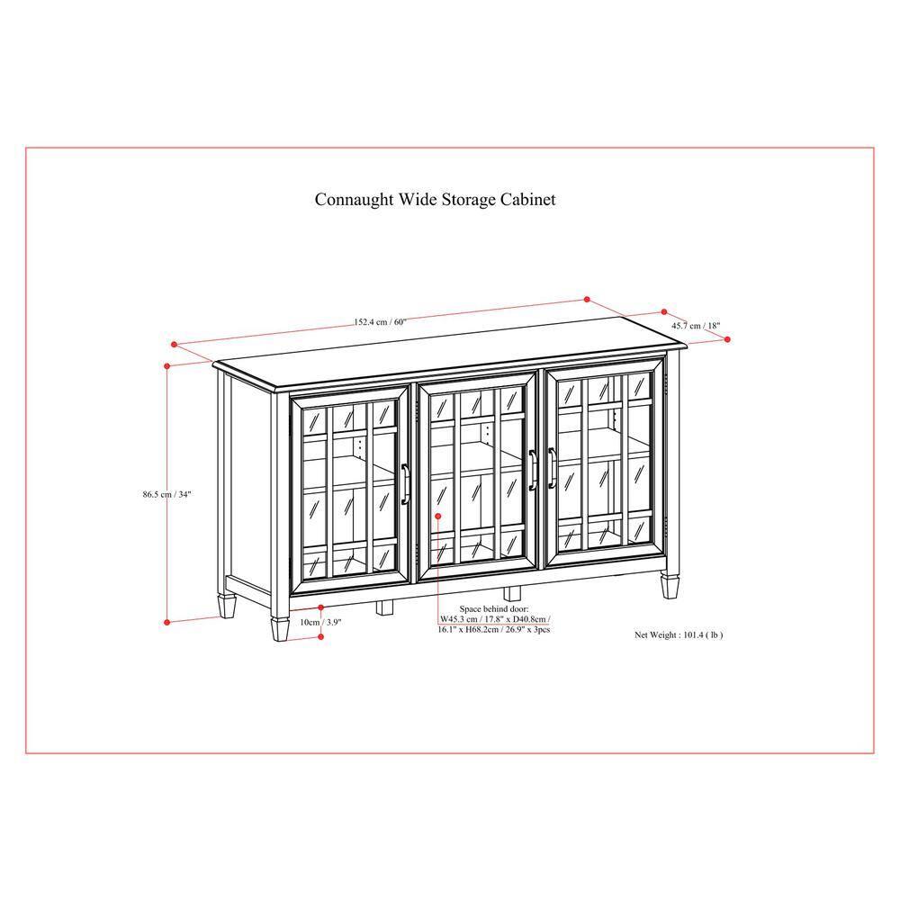 Simpli Home Connaught Wide Storage Cabinet Buffet