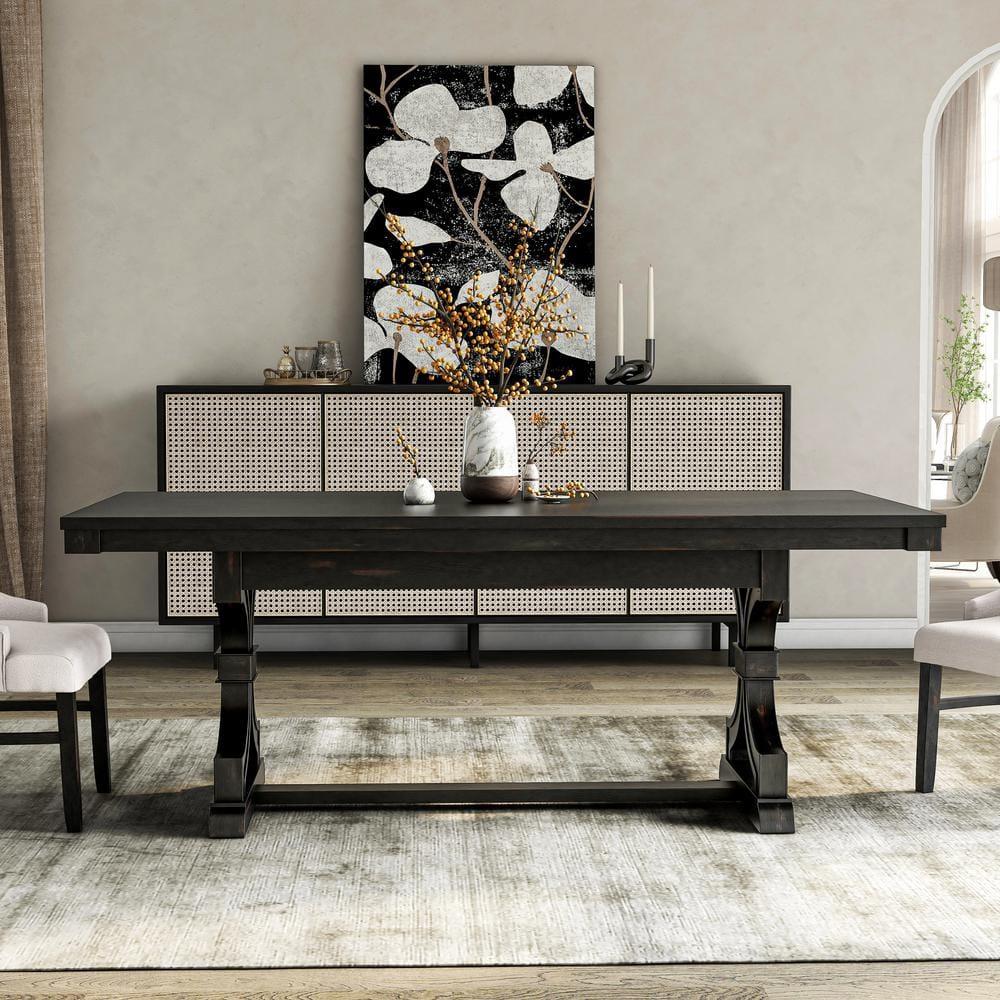 Furniture of America Kindrel Wood Rectangular Dining Table in Black