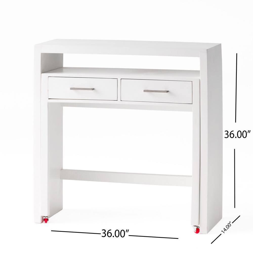 Noble House Elina Mango Wood Secretary Desk with Storage, White